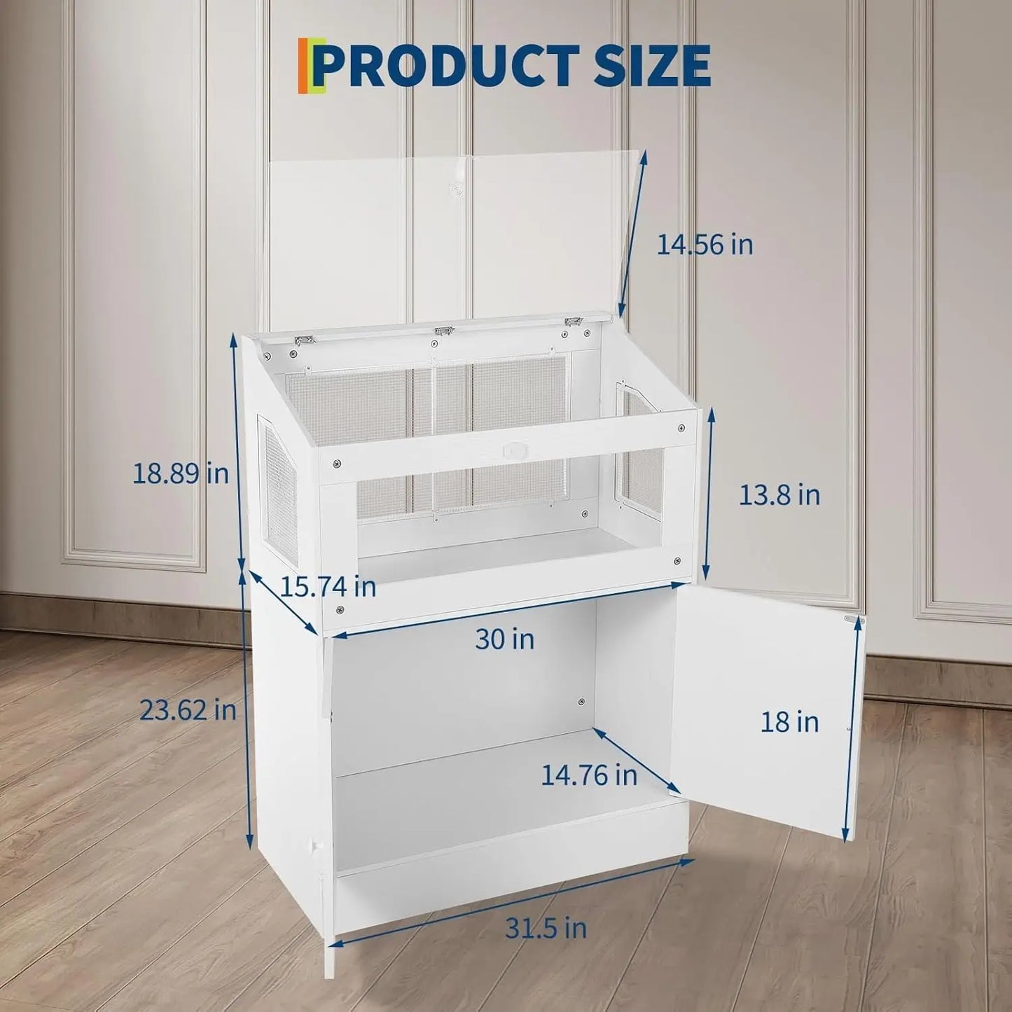 Hamster Cage with Storage Cabinet, Guinea Pig Cage for Small Animals,Large Hamster Cage with Easy View Acrylic Panels,for Rat