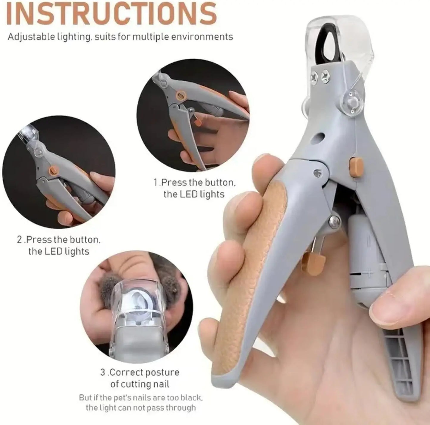 Professional Pet Nail Clipper Scissors With LED Light Cat Dog Nail Clipper Tool Scissors Nail Toeclaw Cutter Scissors Pet Supply ，Professional Grooming Supplies