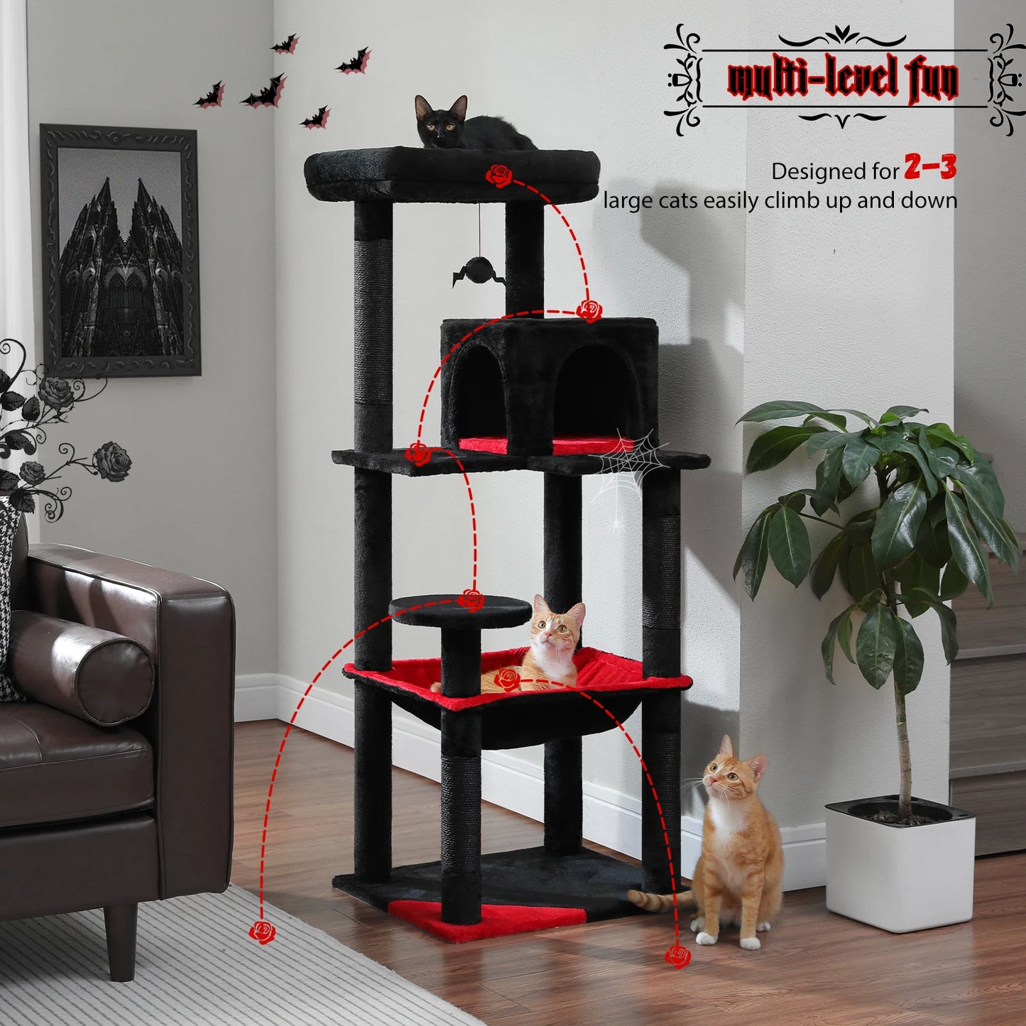 PAWZ Road 5-Level Cat Tree For Indoor Cats With Condo