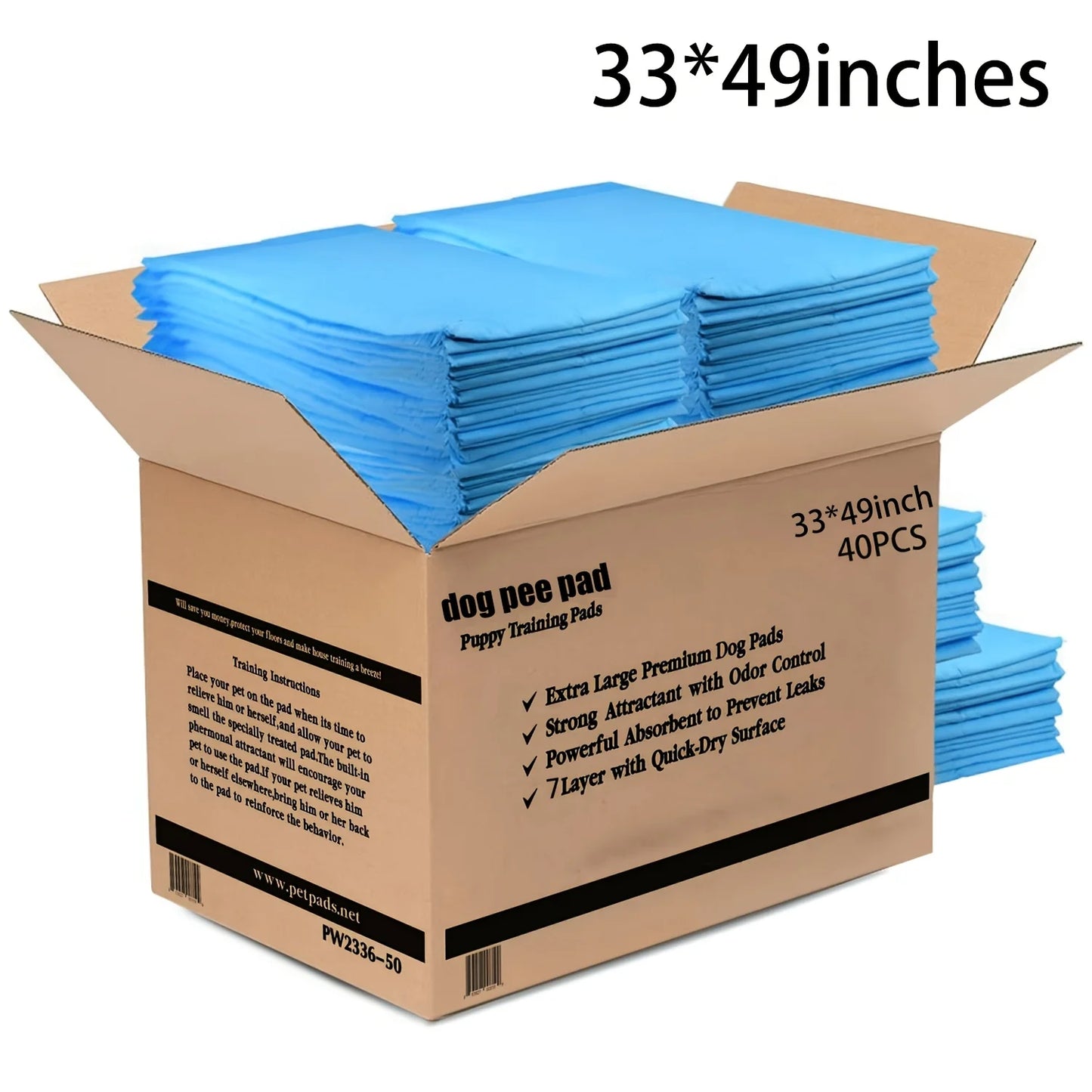 Extra Large Dog Pee Pad 33x49 Inches, Heavy-duty Thickened Layer Is Leak-proof, Super Absorbent And Quick-drying, Suitable For Toilet Training, 40pcs Thickened Disposable Potty Pads For Cats, Rabbits And Puppies Training Pads