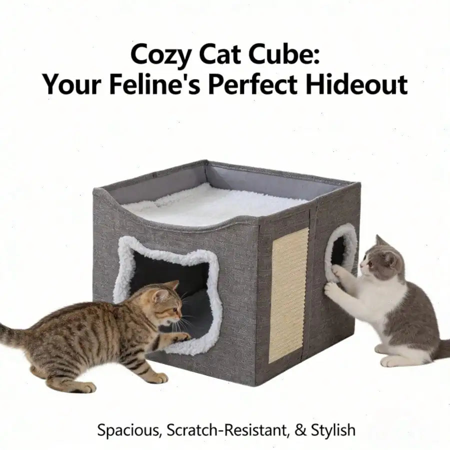 Foldable 4-Season Cat House With Bed And Scratching Board