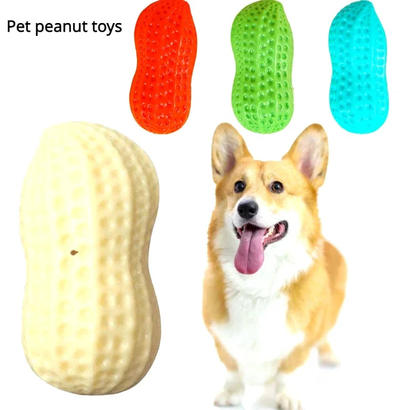 Dog Peanut Squeaker Chew Toy Anti Bite Rubber Pet Toy