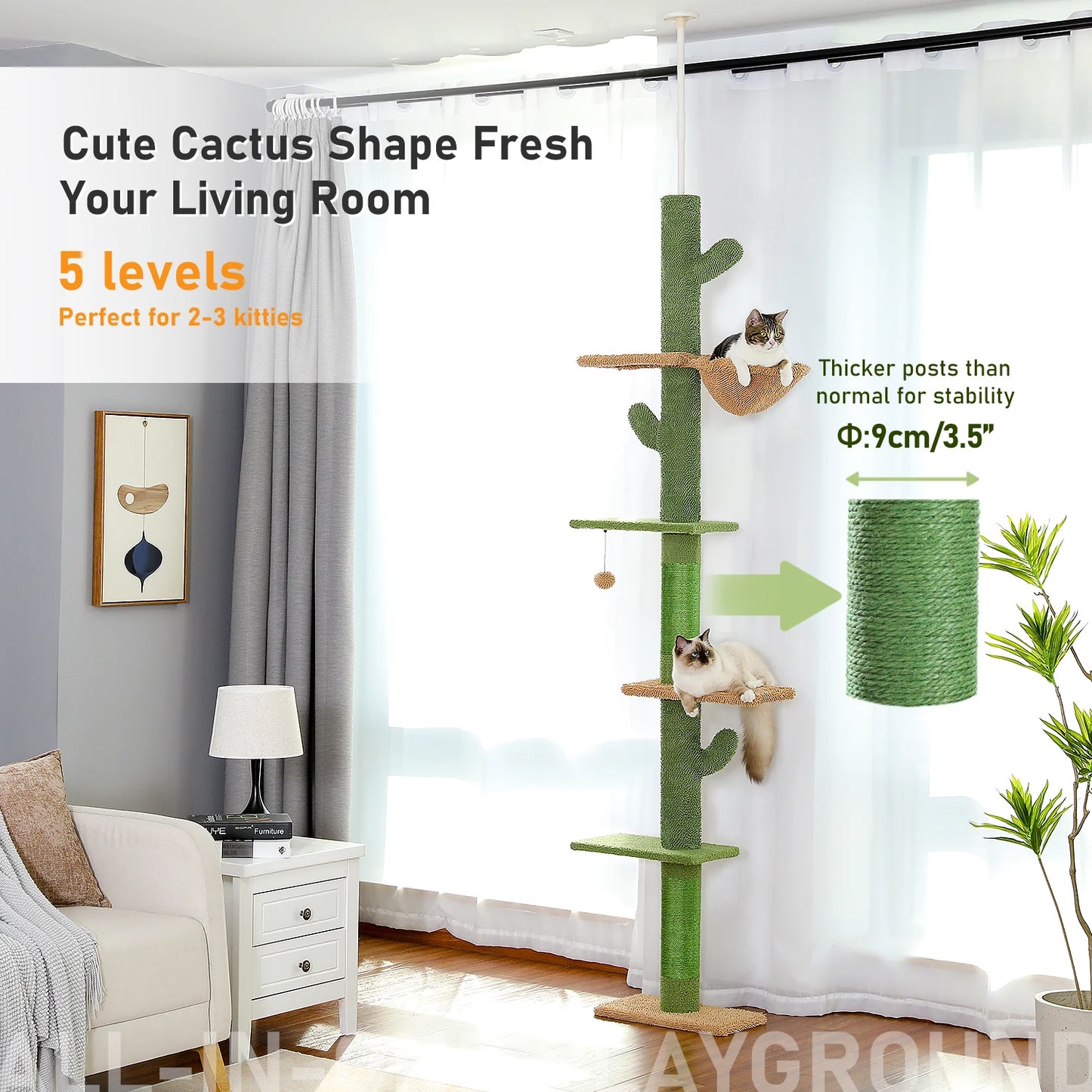 PAWZ Road Cat Tree 5-Tier Floor to Ceiling Climber