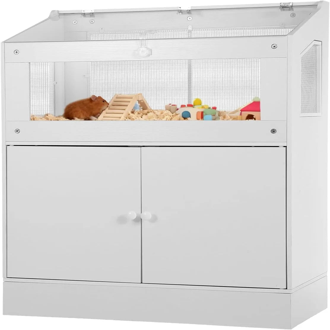 Hamster Cage with Storage Cabinet, Guinea Pig Cage for Small Animals,Large Hamster Cage with Easy View Acrylic Panels,for Rat