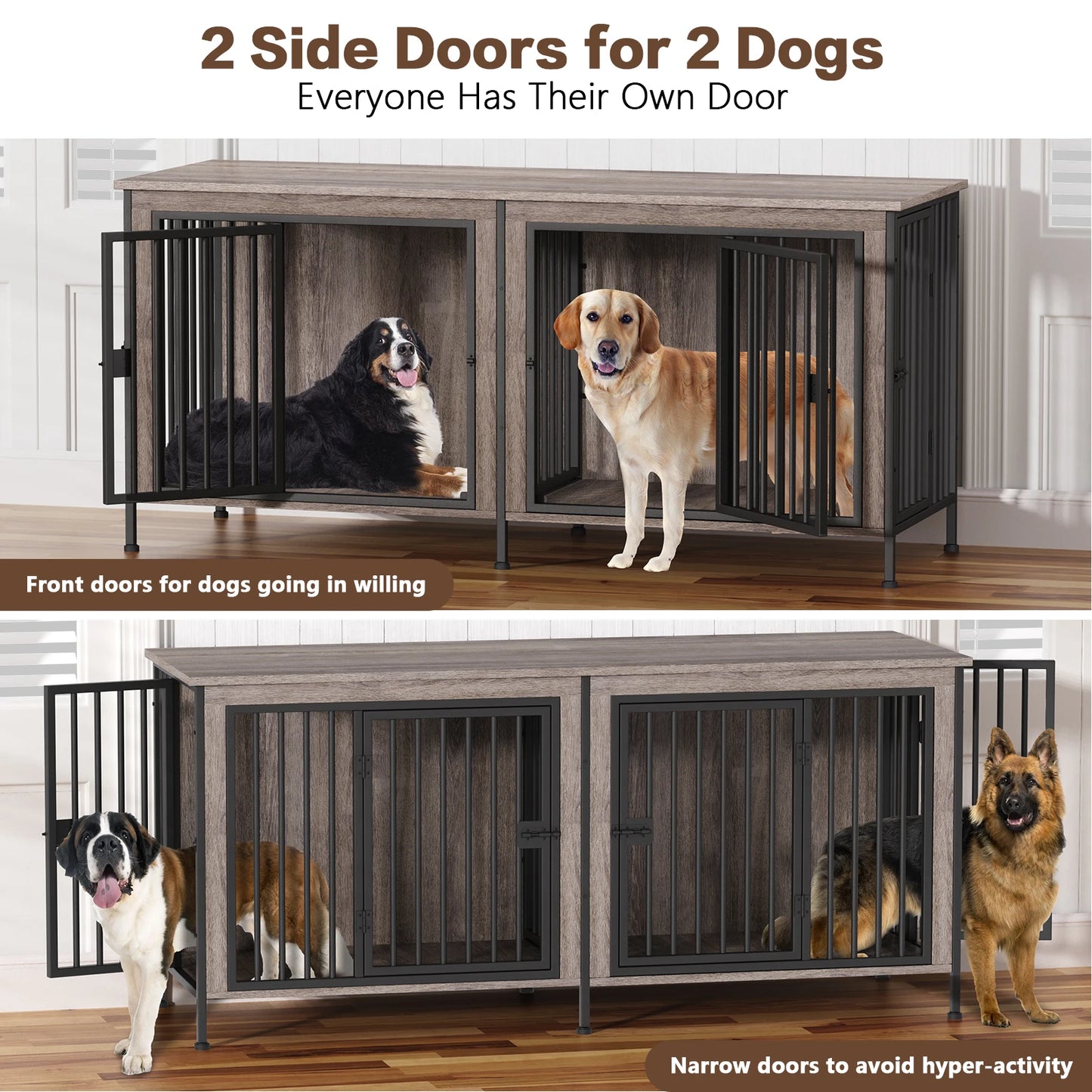 Heavy Duty Dog Crate Furniture for 1/2 Dogs,Multi-Functional Dog Kennel Table as TV Stand/Plant Stand,for Small Medium Large Dog