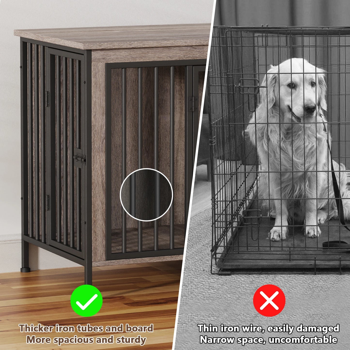 Heavy Duty Dog Crate Furniture for 1/2 Dogs,Multi-Functional Dog Kennel Table as TV Stand/Plant Stand,for Small Medium Large Dog