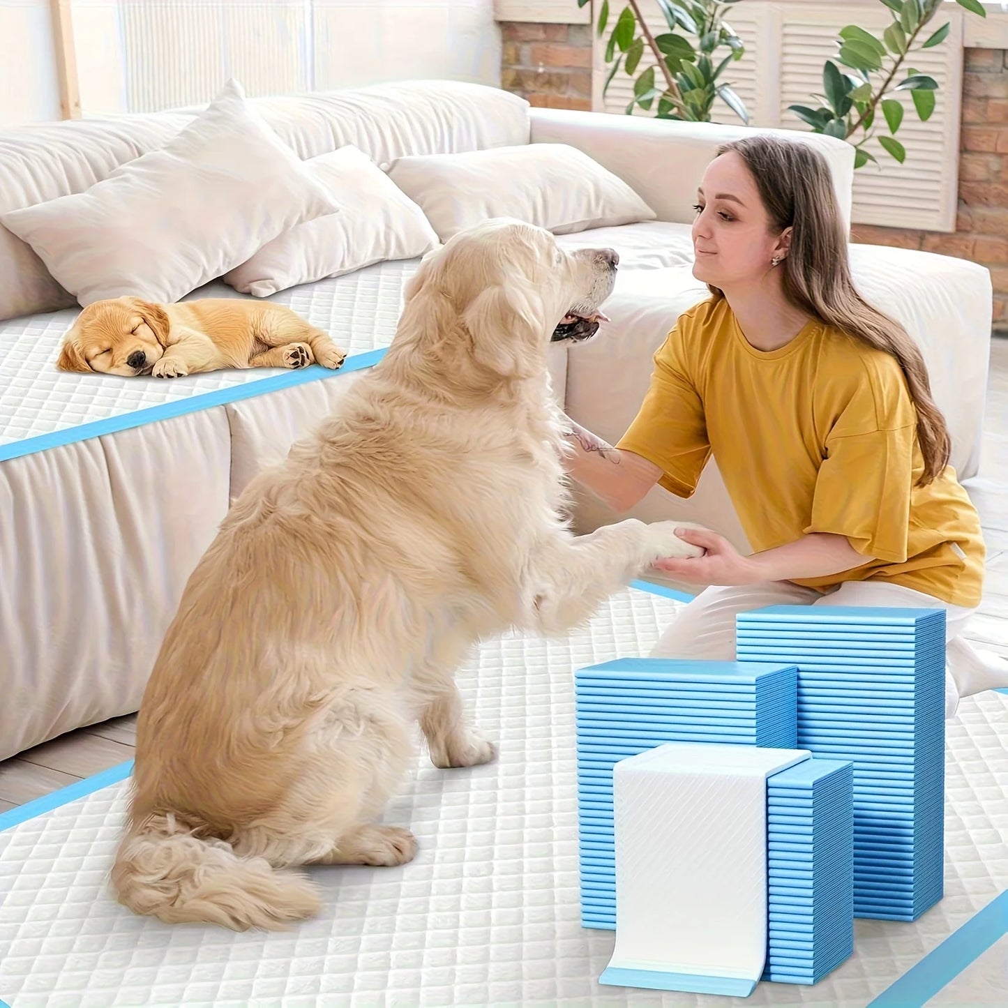 XXXL 30x55inch/40count, 31x37inch/60count, 32*48in/40/80 Thickened 8-Layer Super Absorbent Dog Pee Pads, Extra Large Leak-Proof Odor-Resistant Training Pads, Suitable for Cats And Dogs, Disposable Quick-Dry Anti-Wet Pee Pads,