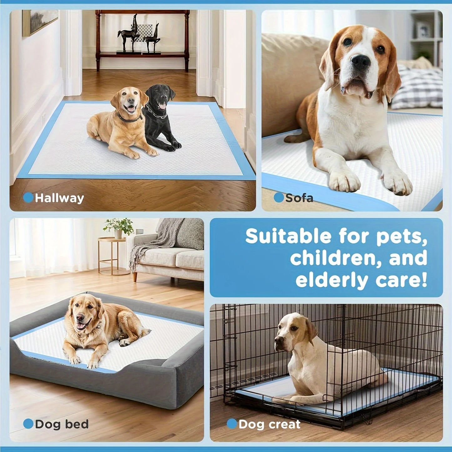 XXXL 30x55inch/40count, 31x37inch/60count, 32*48in/40/80 Thickened 8-Layer Super Absorbent Dog Pee Pads, Extra Large Leak-Proof Odor-Resistant Training Pads, Suitable for Cats And Dogs, Disposable Quick-Dry Anti-Wet Pee Pads,