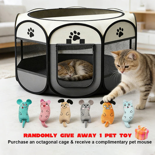 Foldable Octagonal Pet Playpen Cage For Dogs Cats And Small Animals