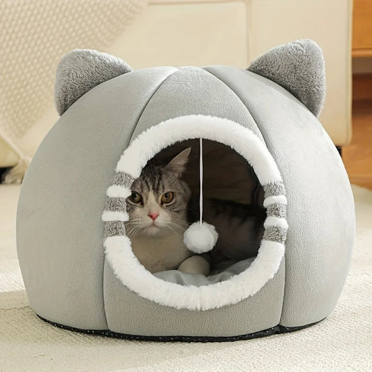 Cozy Cat Bed Cave With Ultra-Plush Mat Nest For Cats