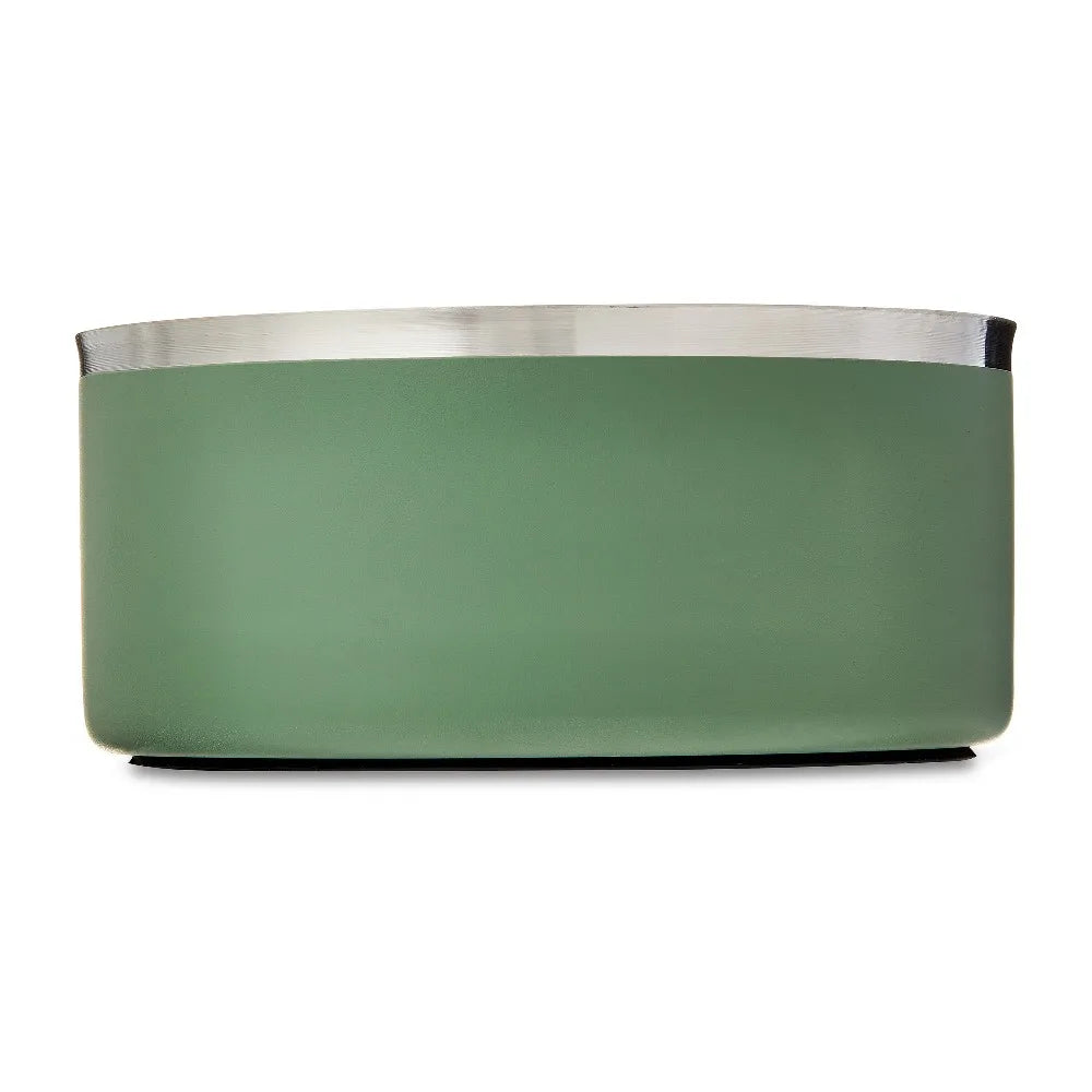 Medium 4-Cup Capacity Stainless Steel Pet Bowl Double Wall Insulated Design for Dogs and Cats Keeps Food Fresh and Water Cool Sage Green Elevated Feeder Matches Modern Home Décor Non Slip Base and Easy Clean Surface