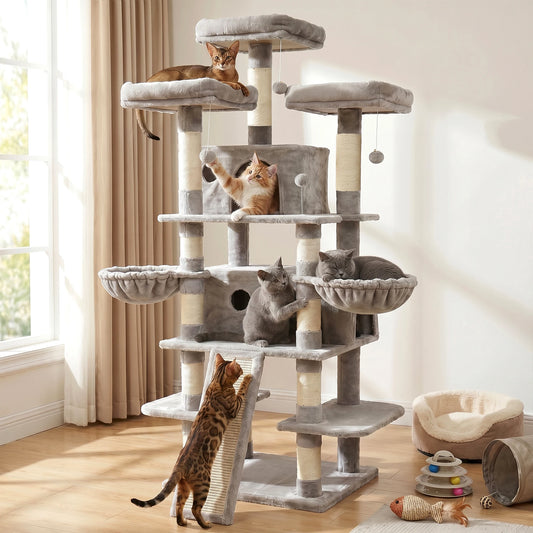Large Cat Tree Tower Indoor Activity Center With Two Condos