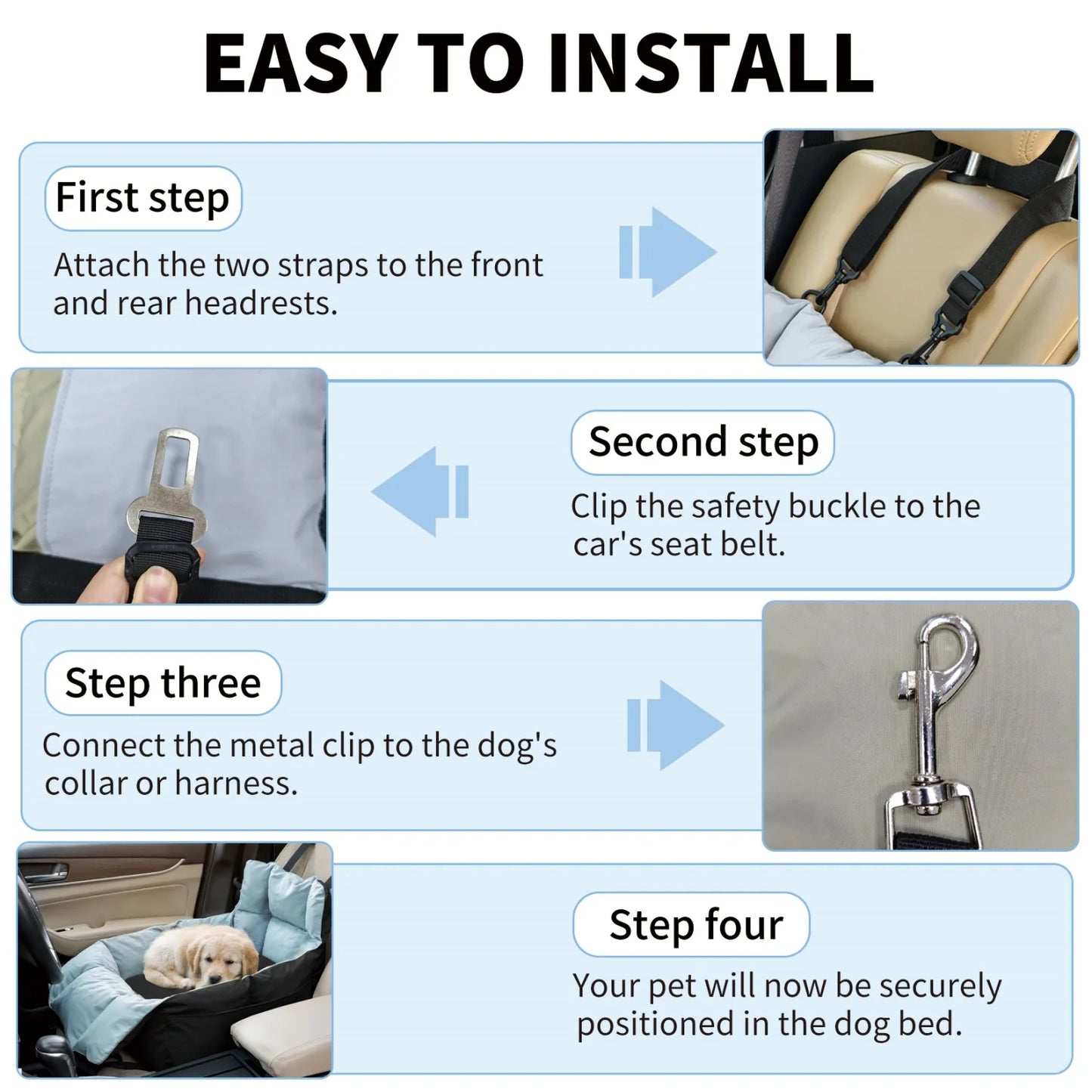BINGOPAW Premium Dog Car Seat Booster With Safety Belt