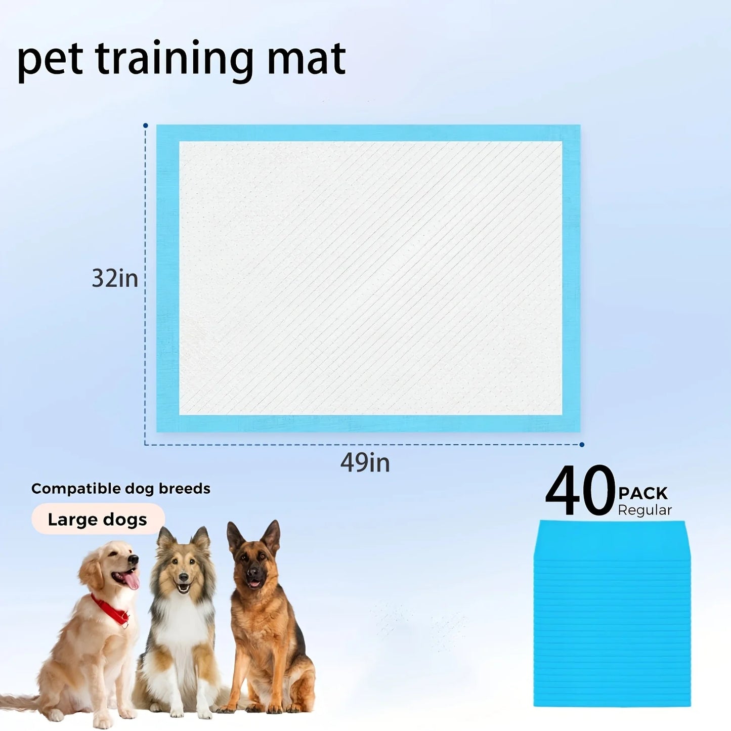 Extra Large Dog Pee Pad 33x49 Inches, Heavy-duty Thickened Layer Is Leak-proof, Super Absorbent And Quick-drying, Suitable For Toilet Training, 40pcs Thickened Disposable Potty Pads For Cats, Rabbits And Puppies Training Pads