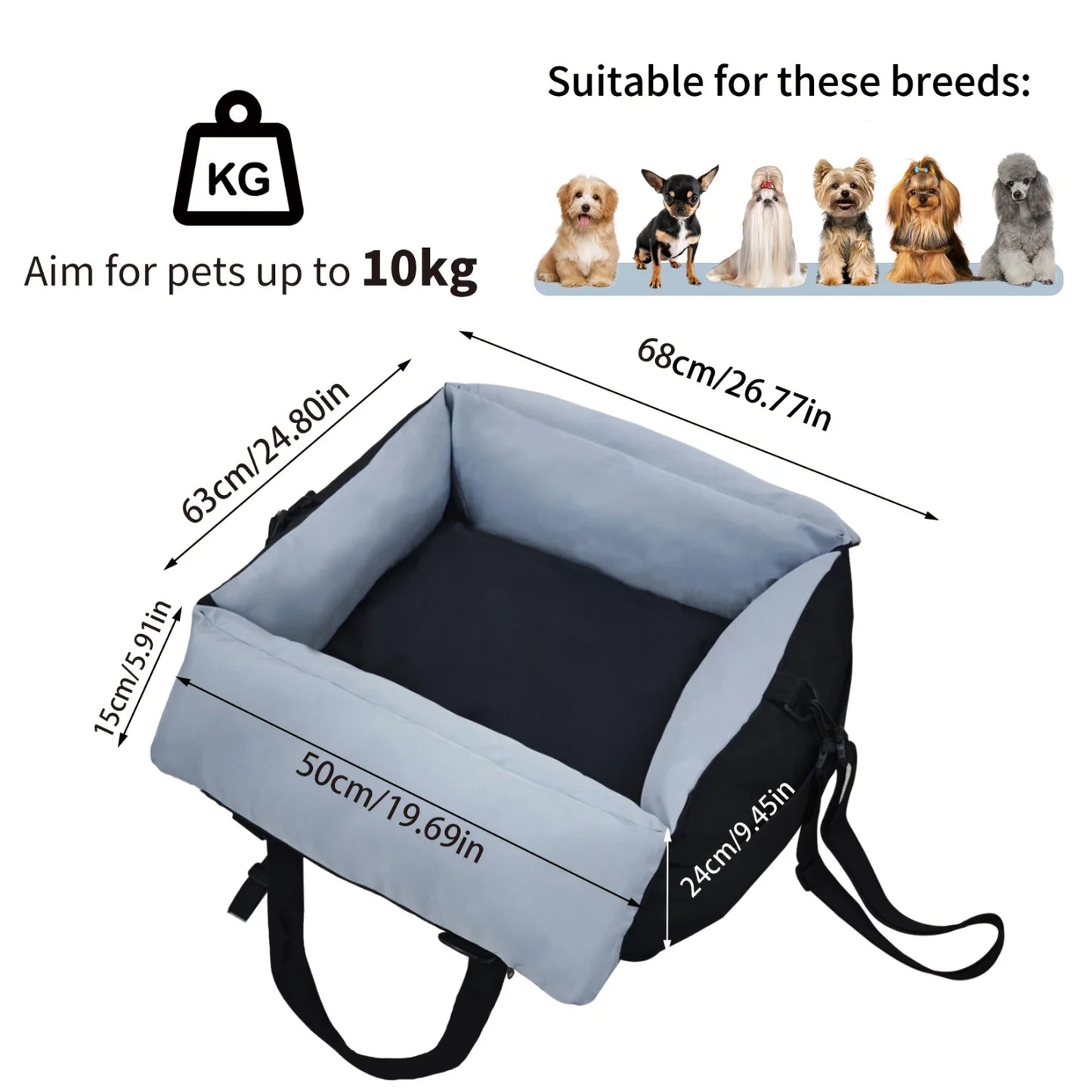 BINGOPAW Premium Dog Car Seat Booster With Safety Belt