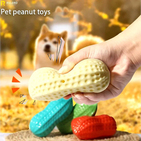 Dog Peanut Squeaker Chew Toy Anti Bite Rubber Pet Toy