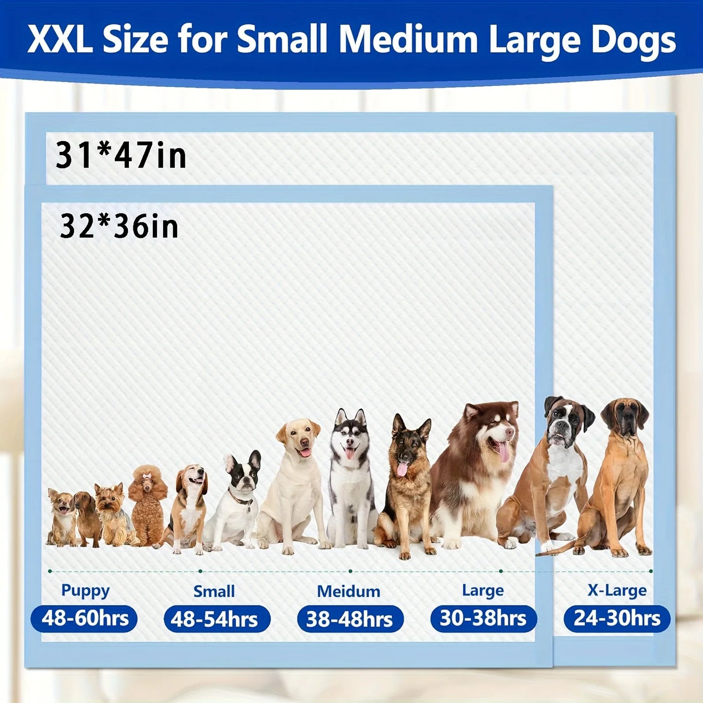 XXL 30"x36" Thicken 8 Layers Ultra Absorbency Dog Pee Pad Extra Large 3S Quick Dry Leakproof Disposable Urine Pads For Dogs, Cats, Rabbits Pets