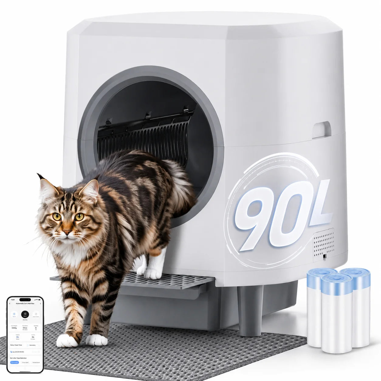 Automatic Self Cleaning Litter Box With App Control Odor Reduction For Cats