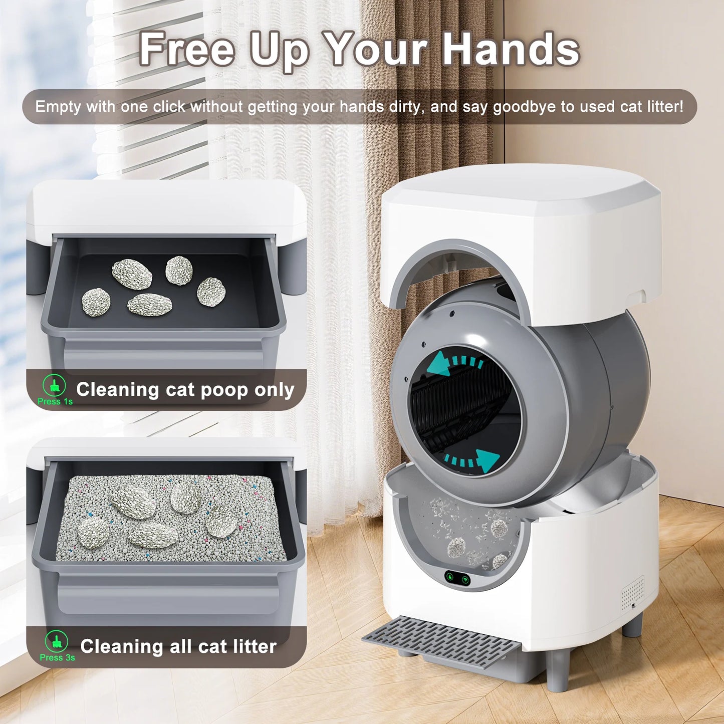 Automatic Self Cleaning Litter Box With App Control Odor Reduction For Cats