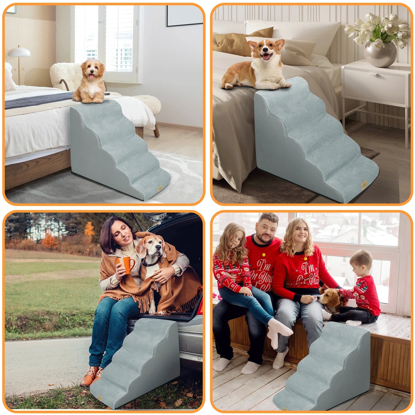 Pet Training Stairs With Removable Cover, Non Slip Surface