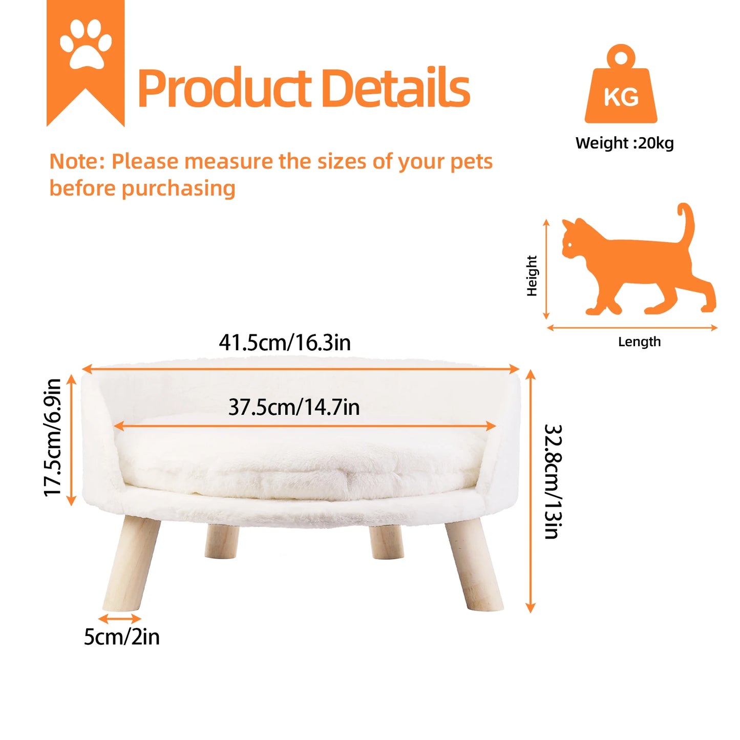 BINGOPAW Pet Sofa Bed Raised Cat Chair And Dog Couch