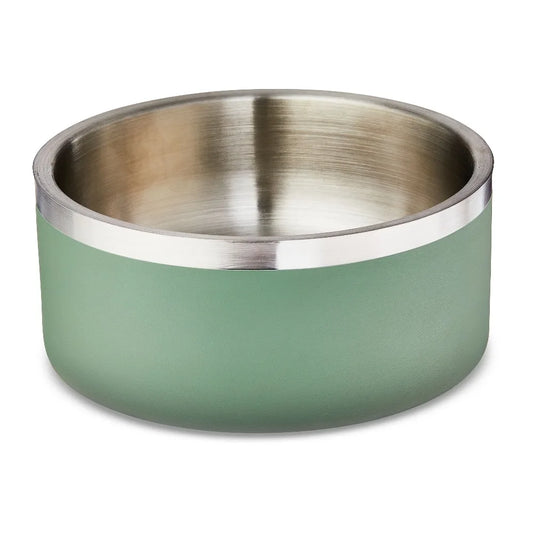 Medium 4-Cup Capacity Stainless Steel Pet Bowl Double Wall Insulated Design for Dogs and Cats Keeps Food Fresh and Water Cool Sage Green Elevated Feeder Matches Modern Home Décor Non Slip Base and Easy Clean Surface