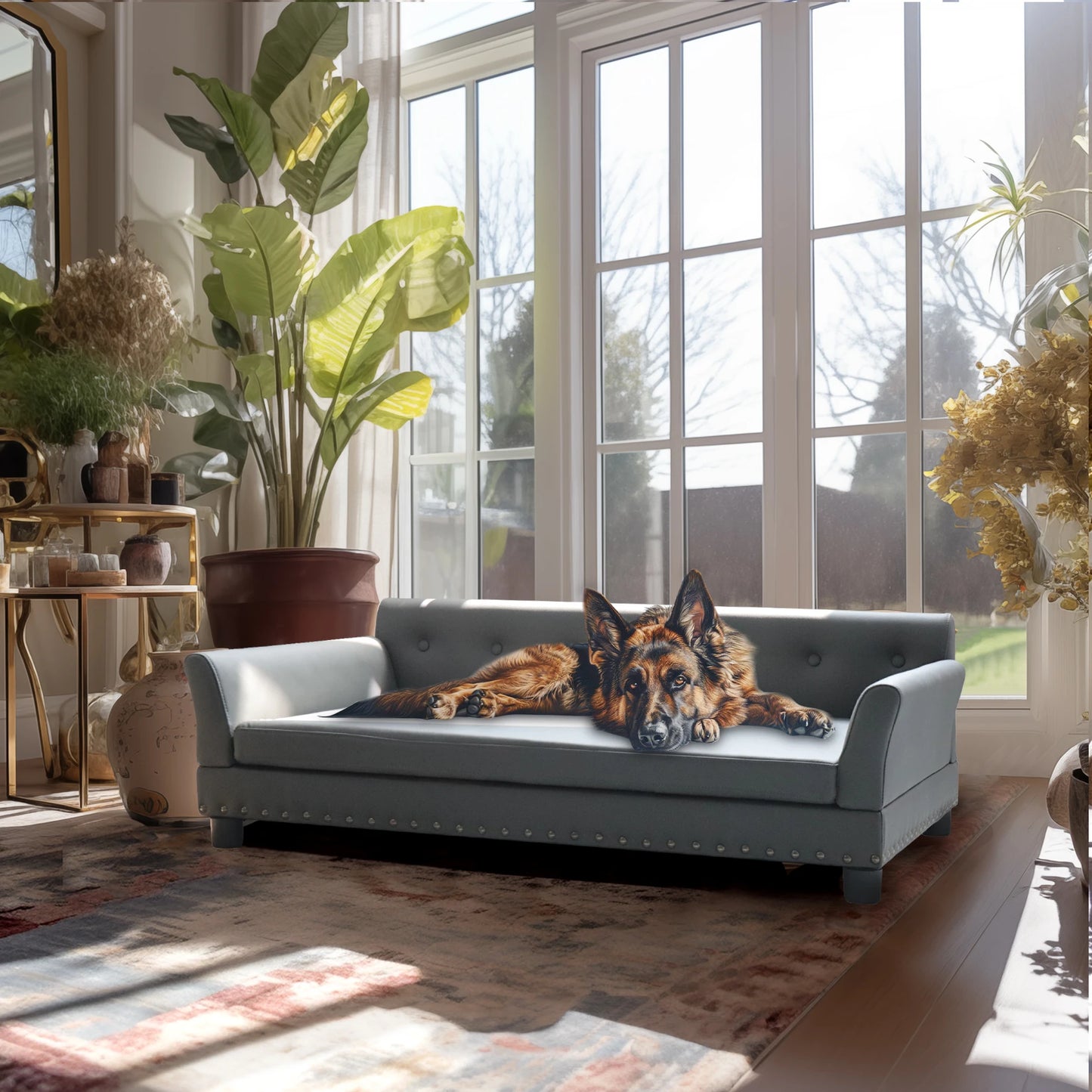 BINGOPAW Elevated Dog Sofa Bed Leather Durable Modern Design
