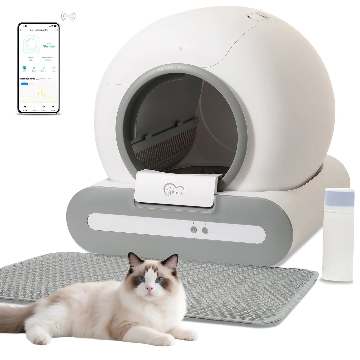 DOEL Self Cleaning Cat Litter Box With App Control