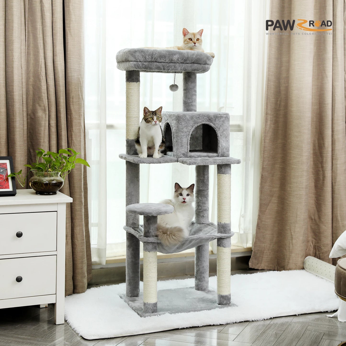 PAWZ Road 5-Level Cat Tree For Indoor Cats With Condo