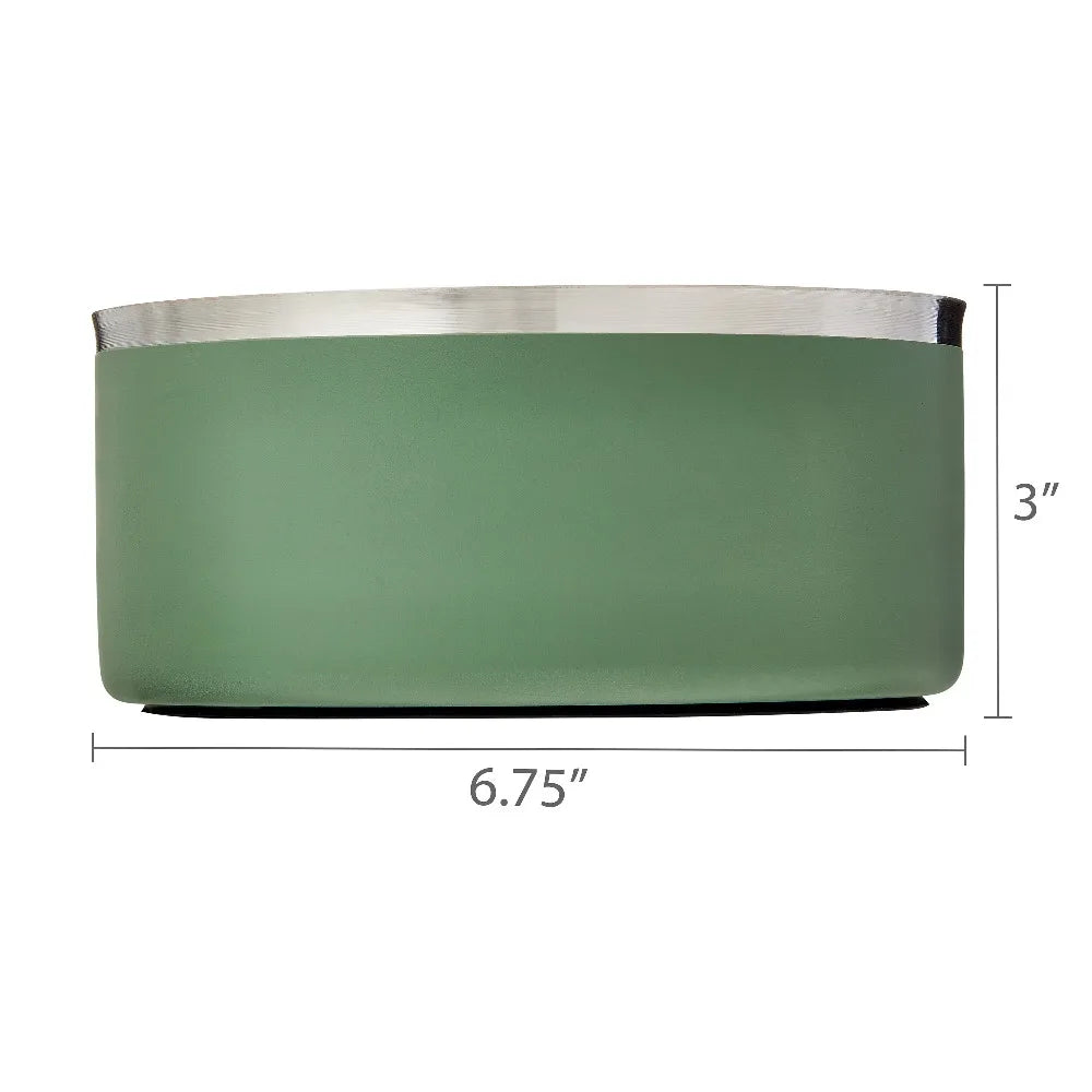 Medium 4-Cup Capacity Stainless Steel Pet Bowl Double Wall Insulated Design for Dogs and Cats Keeps Food Fresh and Water Cool Sage Green Elevated Feeder Matches Modern Home Décor Non Slip Base and Easy Clean Surface
