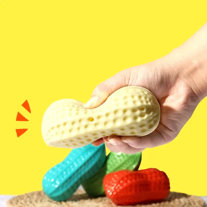 Dog Peanut Squeaker Chew Toy Anti Bite Rubber Pet Toy
