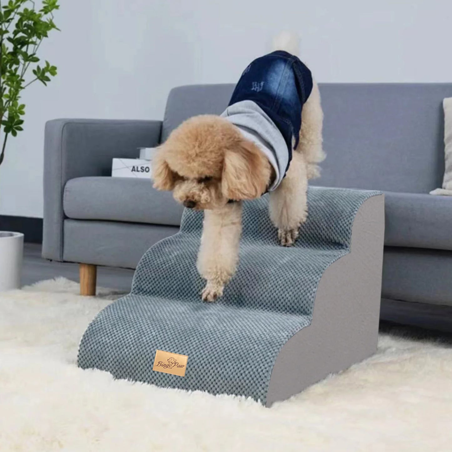 Pet Training Stairs With Removable Cover, Non Slip Surface