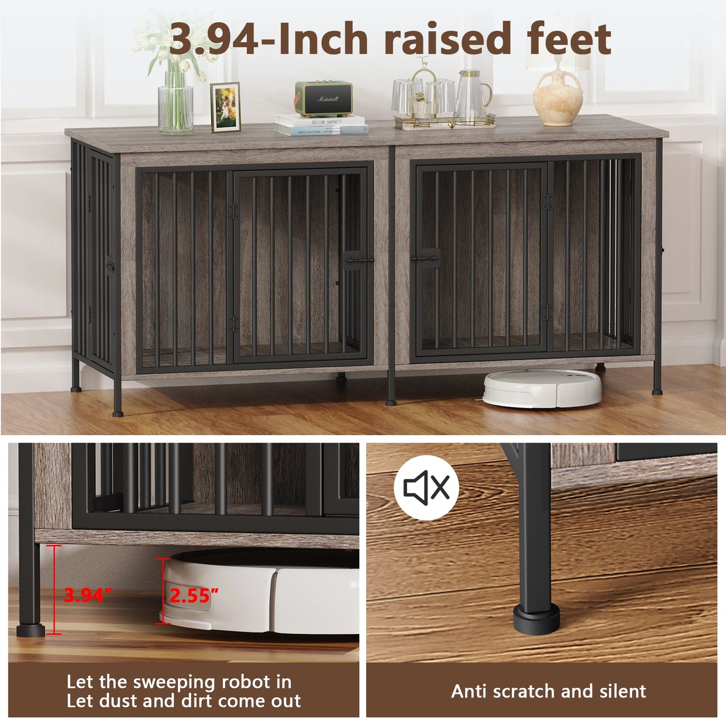 Heavy Duty Dog Crate Furniture for 1/2 Dogs,Multi-Functional Dog Kennel Table as TV Stand/Plant Stand,for Small Medium Large Dog