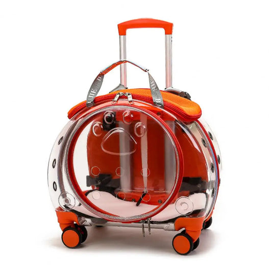 Pet Trolley Case Clear Ventilation Holes Silent Wheels Convenient Portable Cats Dogs Backpack
