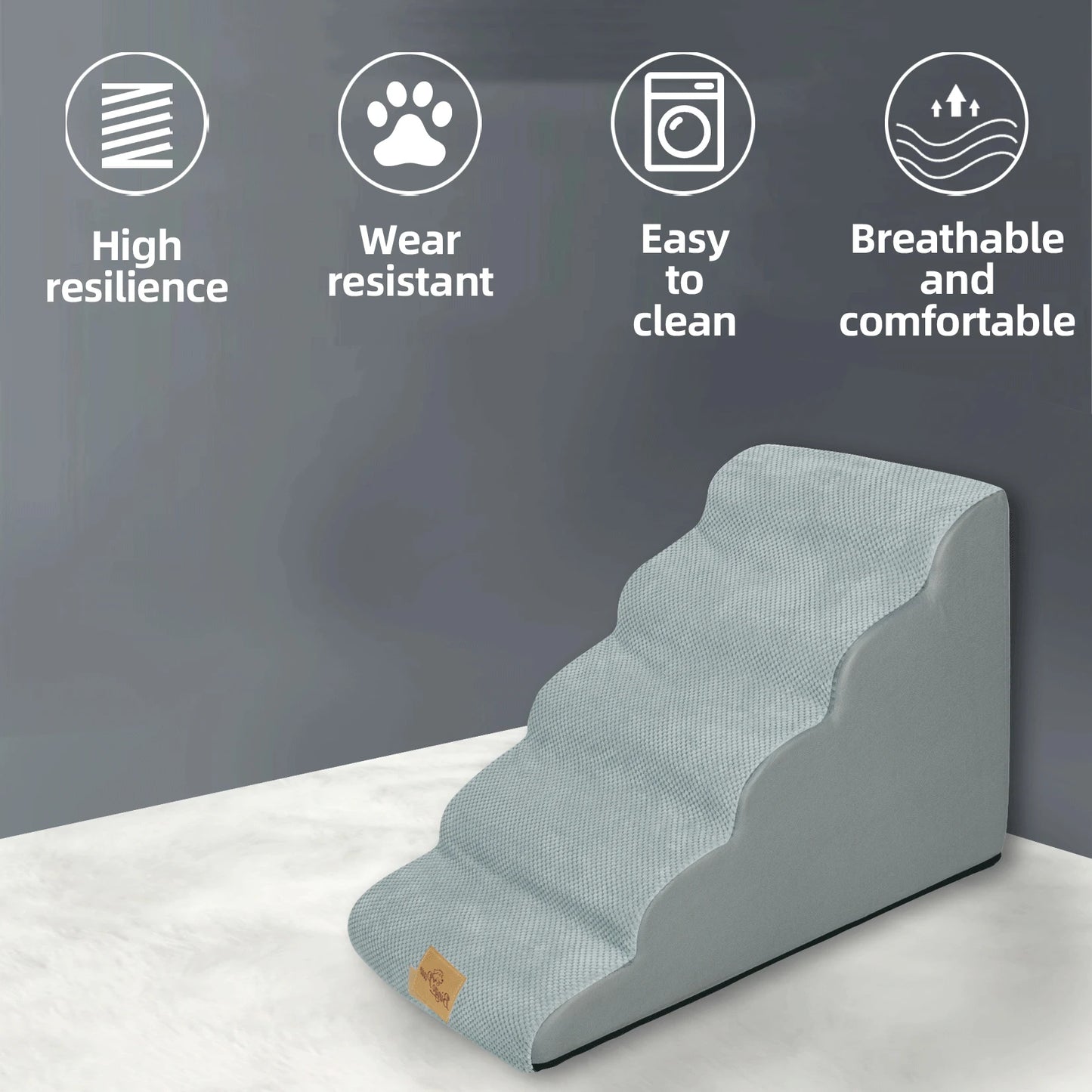 Pet Training Stairs With Removable Cover, Non Slip Surface