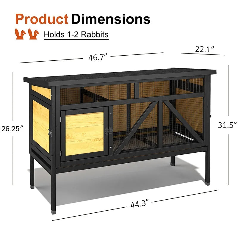 Elevated Wooden Rabbit Hutch For Small Pets Outdoor Use