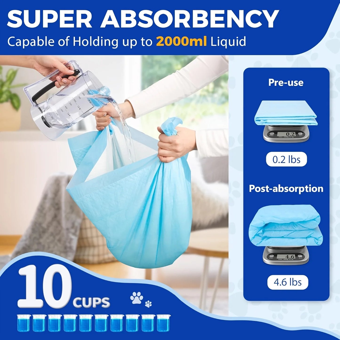 Extra Large Dog Pee Pad 33x49 Inches, Heavy-duty Thickened Layer Is Leak-proof, Super Absorbent And Quick-drying, Suitable For Toilet Training, 40pcs Thickened Disposable Potty Pads For Cats, Rabbits And Puppies Training Pads