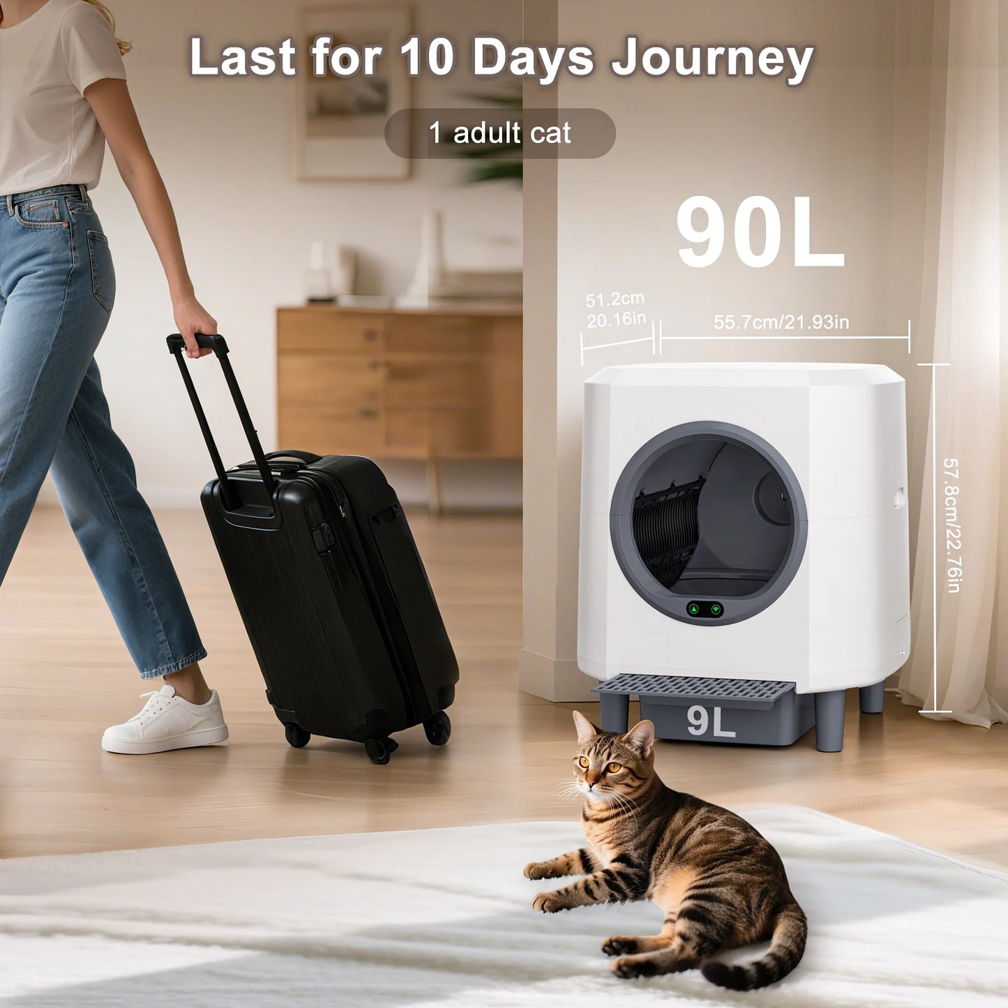 Automatic Self Cleaning Litter Box With App Control Odor Reduction For Cats