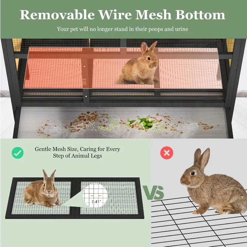 Elevated Wooden Rabbit Hutch For Small Pets Outdoor Use