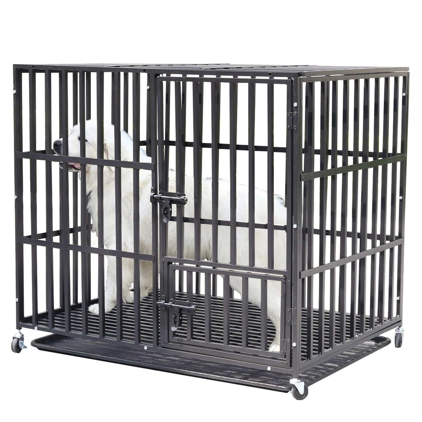 Bingopaw Heavy Duty Metal Dog Cage 3 Doors 4 Wheels