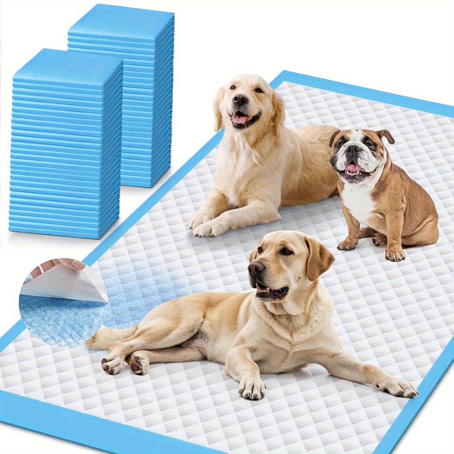XXXL 30x55inch/40count, 31x37inch/60count, 32*48in/40/80 Thickened 8-Layer Super Absorbent Dog Pee Pads, Extra Large Leak-Proof Odor-Resistant Training Pads, Suitable for Cats And Dogs, Disposable Quick-Dry Anti-Wet Pee Pads,