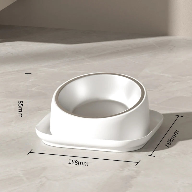 15° Tilted Cat Bowl Stainless Steel Neck Protection Anti Slip Plastic Base Pet Food Water Feeder Bowl For Cats Kitten