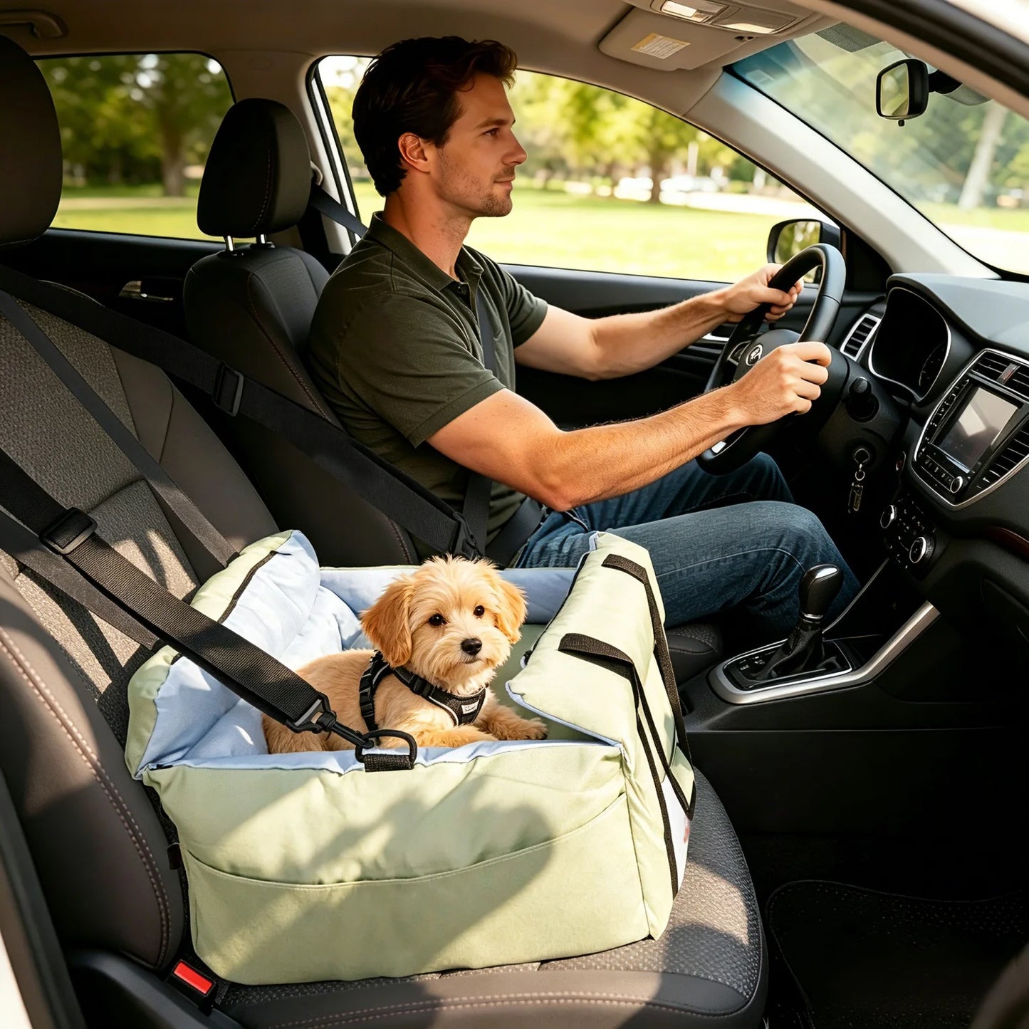 BINGOPAW Premium Dog Car Seat Booster With Safety Belt