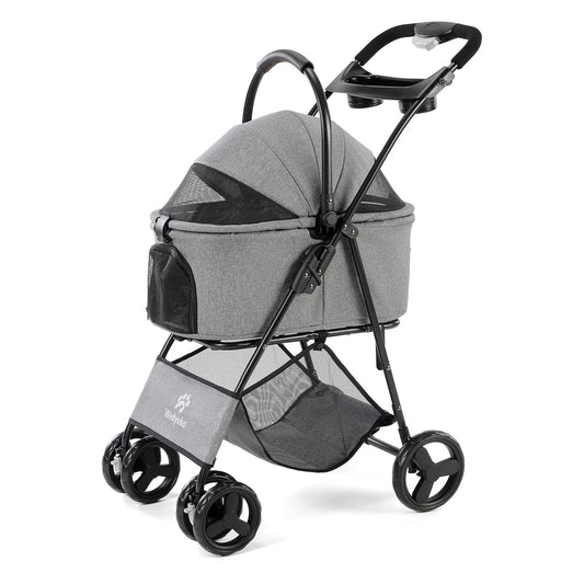 Folding Pet Stroller With Removable Carrier All-Terrain Waterproof