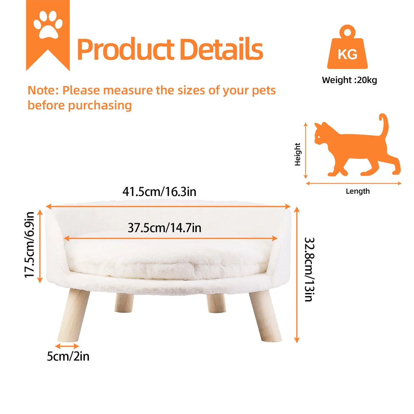BINGOPAW Pet Sofa Bed Raised Cat Chair And Dog Couch