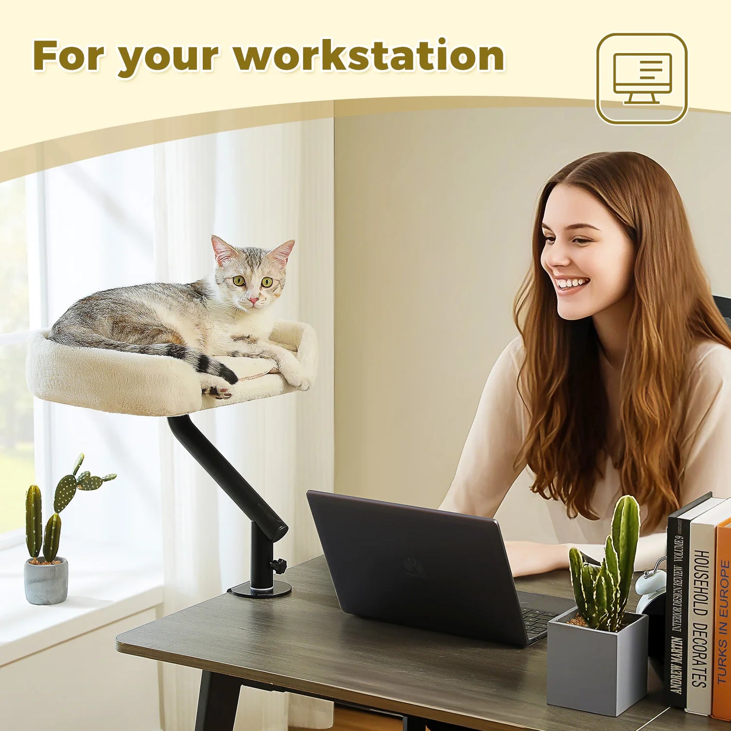 PAWZ Road Cat Desk Bed With 360 Degree Rotatable Stand