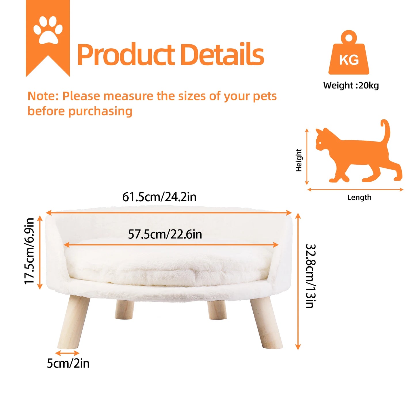 BINGOPAW Pet Sofa Bed Raised Cat Chair And Dog Couch