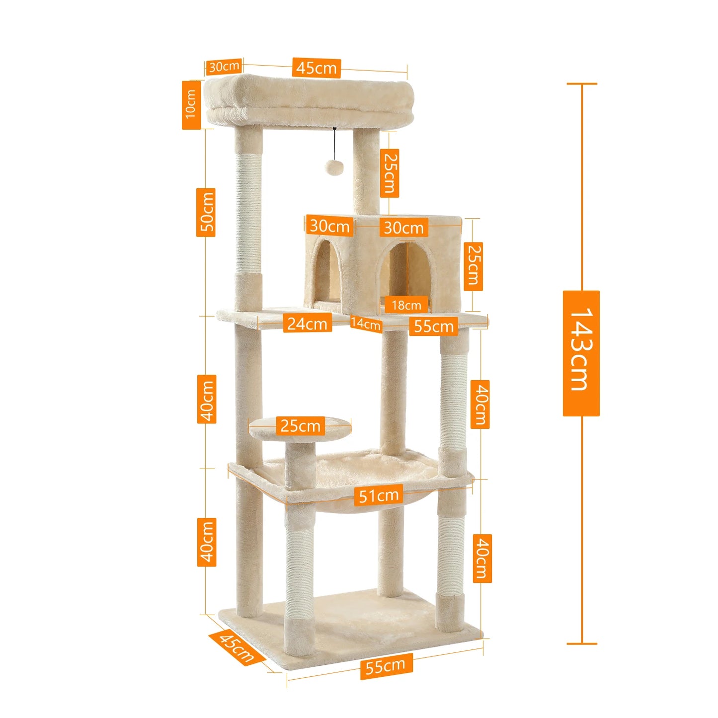 PAWZ Road 5-Level Cat Tree For Indoor Cats With Condo